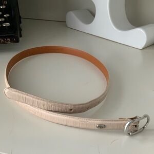RALPH LAUREN Thin Croc- Embossed Italian Leather Belt Cream Women’s Size M 36”